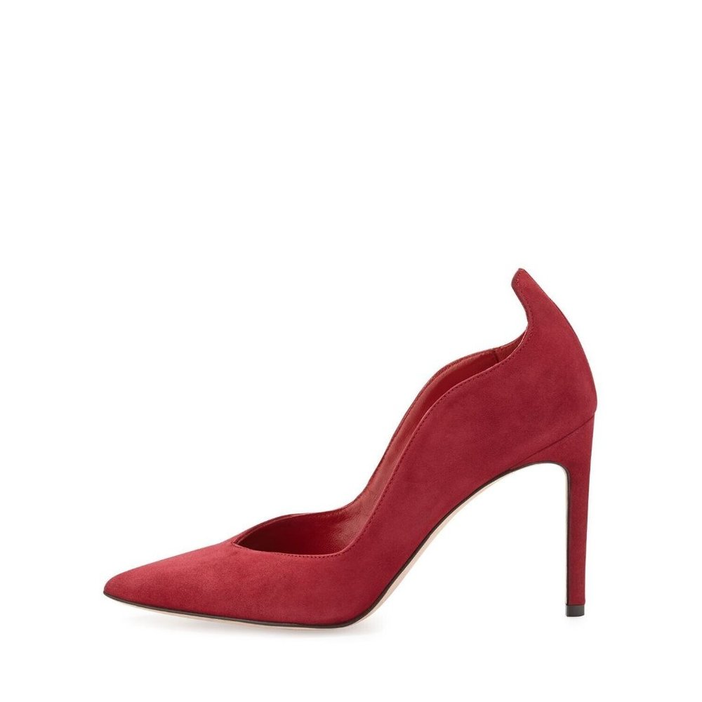NIB Delman New York Brie Leather Suede Pumps Red Heels Made In Italy Sz 6.5